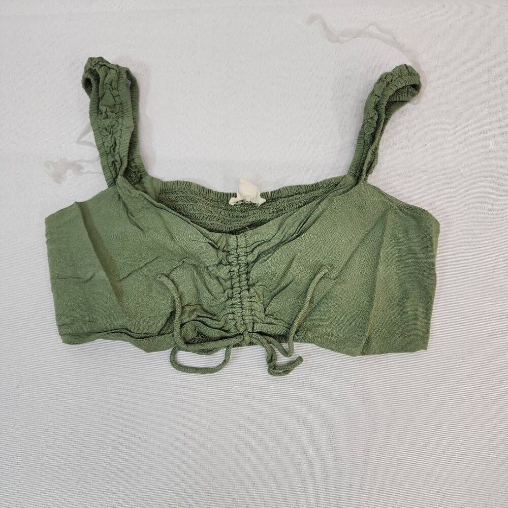 Aeropostale Olive Green Ruched Crop Tank Top